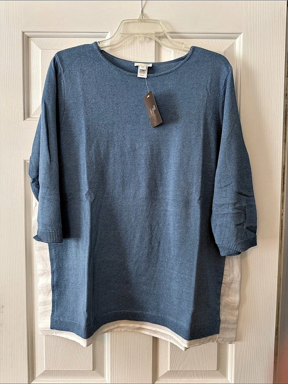 J.Jill Zilp Long Sleeve Linen Blend Tunic Blue Size Large NWT